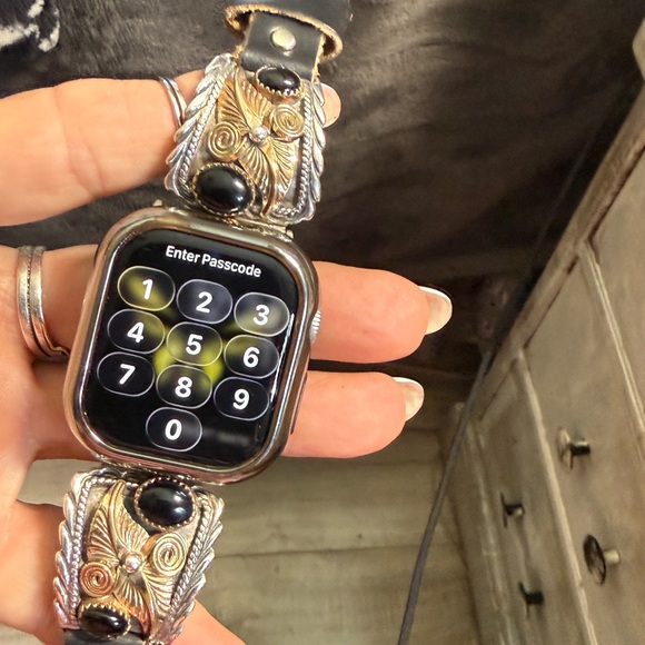 Apple Watchband Vintage SS/12gf/Onyx Native American - Picture 3 of 5